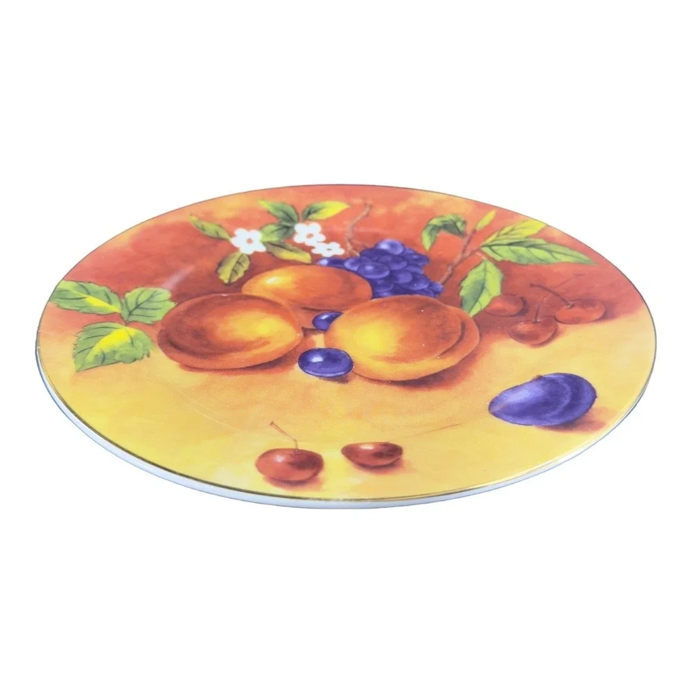 T‎ LIMOGES Fruit Porcelain Plate Dish Casa Elite France Set 4 Colorful Fruit VTG